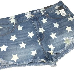 NWT Mossimo Stars Print Denim Shorts Plus Sz 18